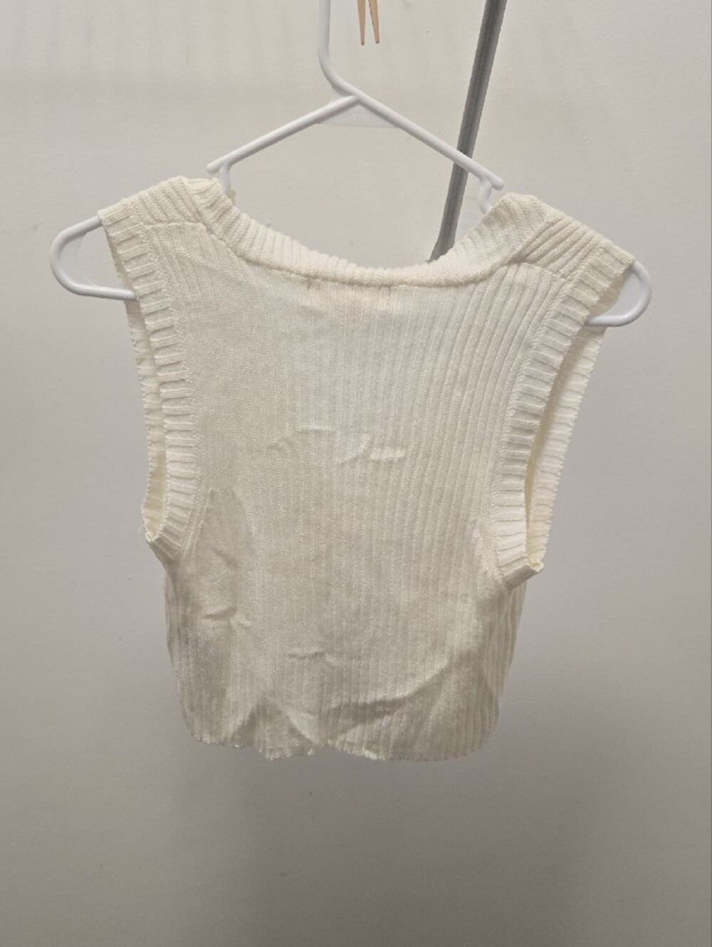Cream Ribbed Button-Front Knit Vest - Picture 2 of 2